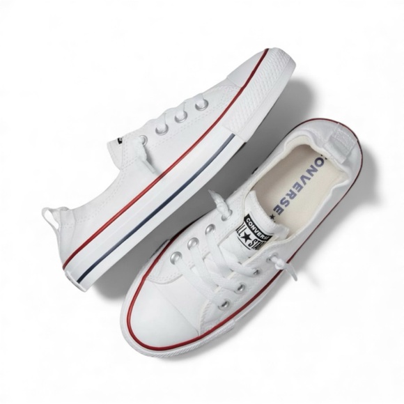 Converse Shoes - Converse White Sneakers with Red and Navy Stripe